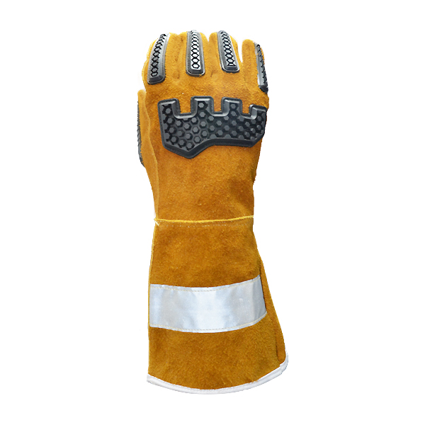 GUANTE CARNAZA CON HILO DE KEVLAR Y ANTIMPACTO PARA SOLDADOR LAMIRA (PAR) CAFÉ/NEGRO LS-4395 LG